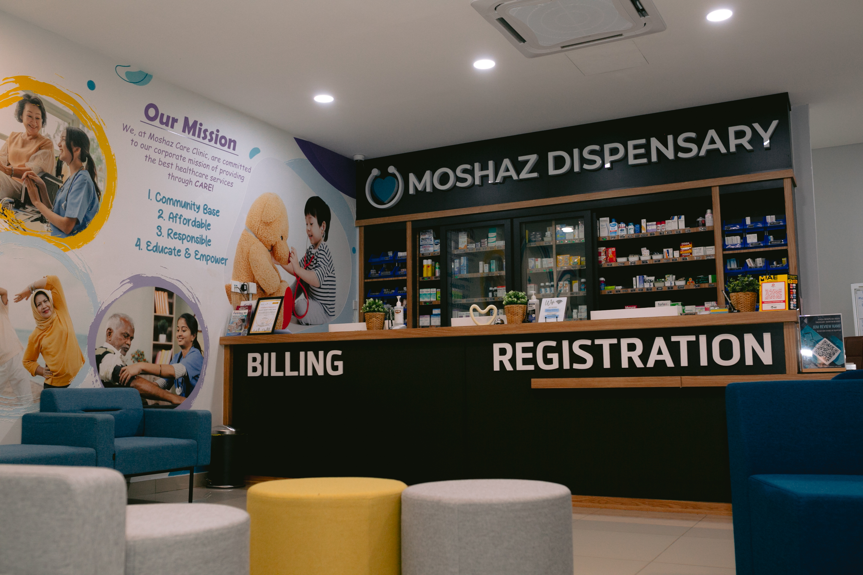 Ruang pendaftaran klinik Moshaz